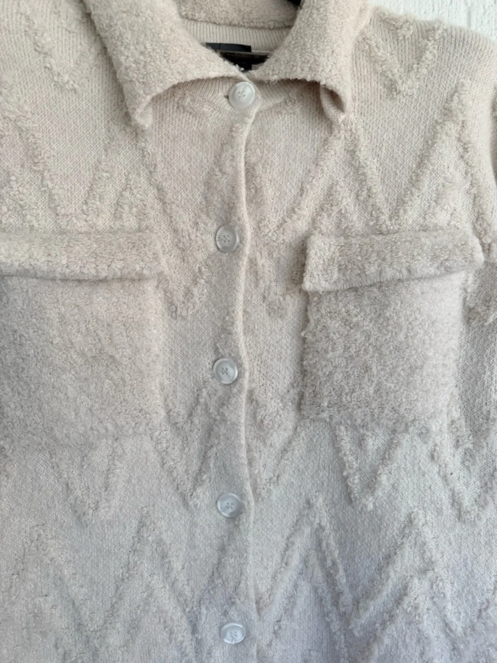 Anthropologie Cream Chevron Teddy Jacket - Picture 4 of 9